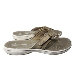 Clarks Cloudsteppers Women's Tan Comfort Flip Flop Sandals Size 8‎